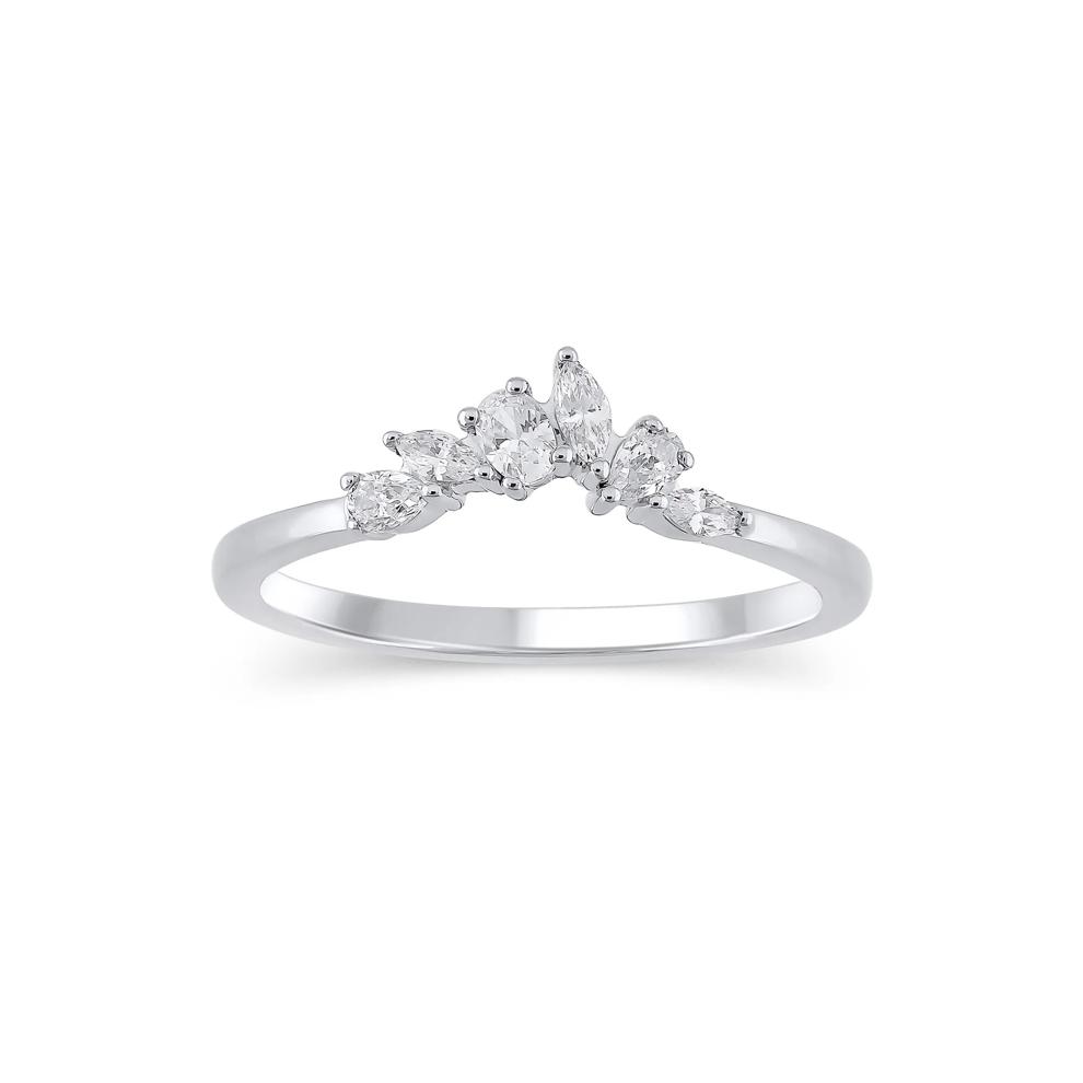 Lab Grown Diamond Mixed-Shape Contour Band in 14K White Gold (1/3 ct. tw.) – Image 1 of 3