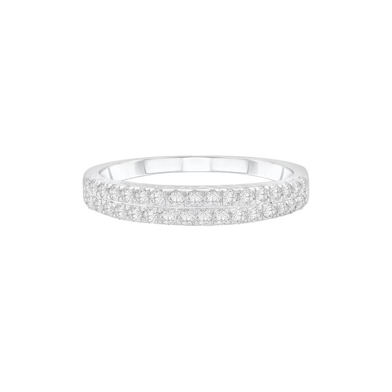 Double-Row Diamond Wedding Band in 10K White Gold &#40;3/8 ct. tw.&#41; – Image 1 of 3