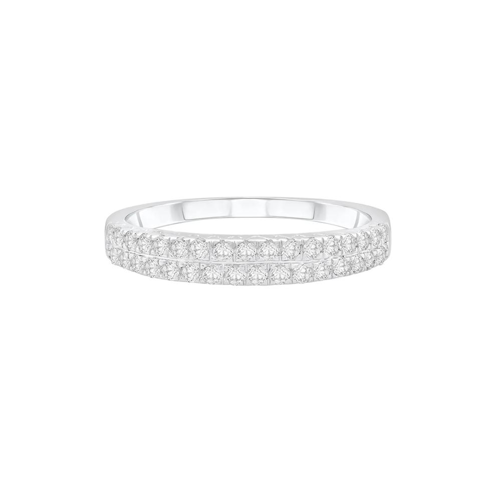 Double-Row Diamond Wedding Band in 10K White Gold (3/8 ct. tw.) – Image 1 of 3