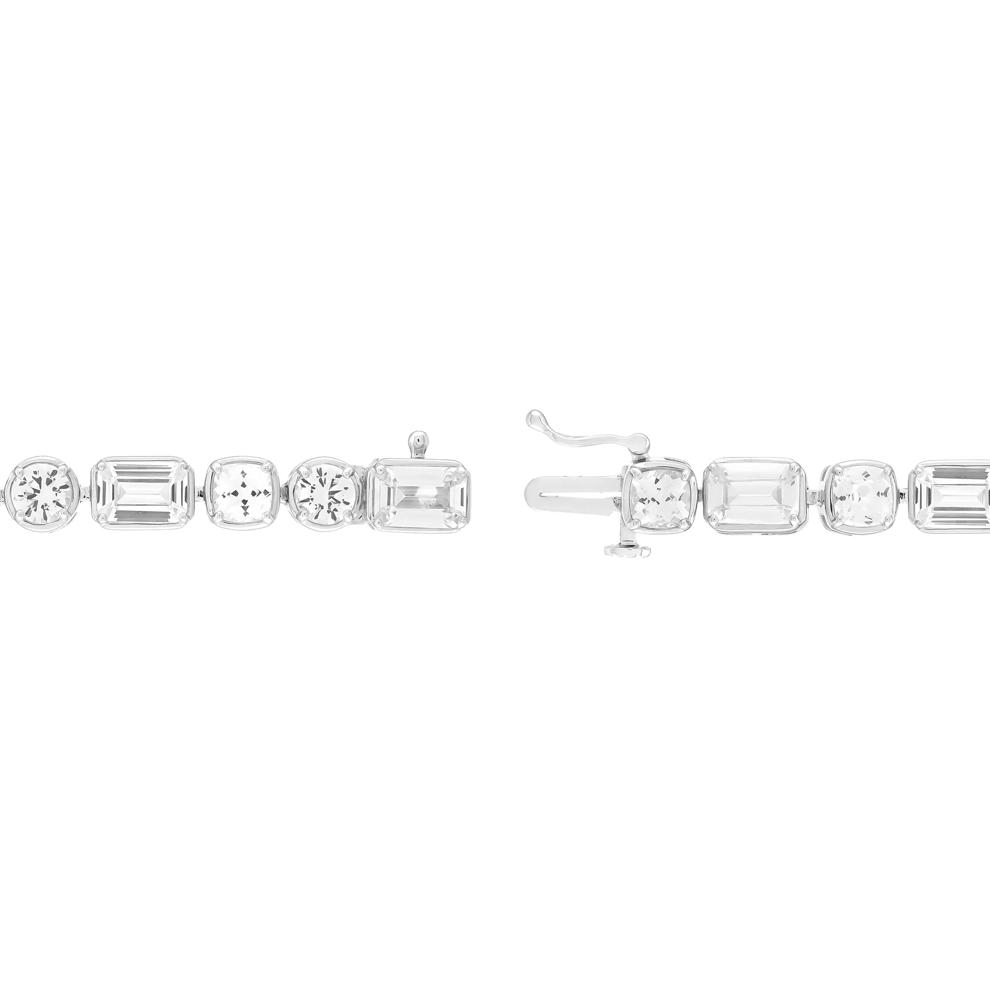 Mixed-Shape Lab-Created White Sapphire Bracelet in Sterling Silver – Image 2 of 2