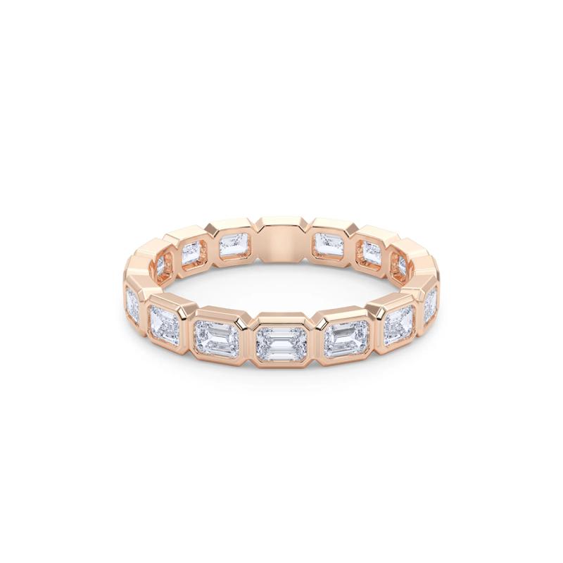 Diamond Emerald-Cut Bezel-Set True Eternity Band in 14K Rose Gold  – Image 4 of 5