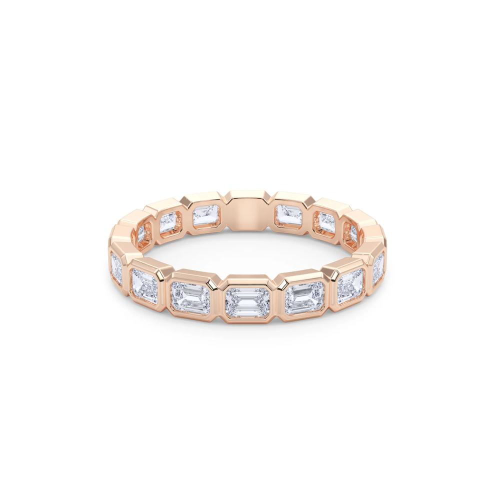 Diamond Emerald-Cut Bezel-Set True Eternity Band in 14K Rose Gold  – Image 4 of 5