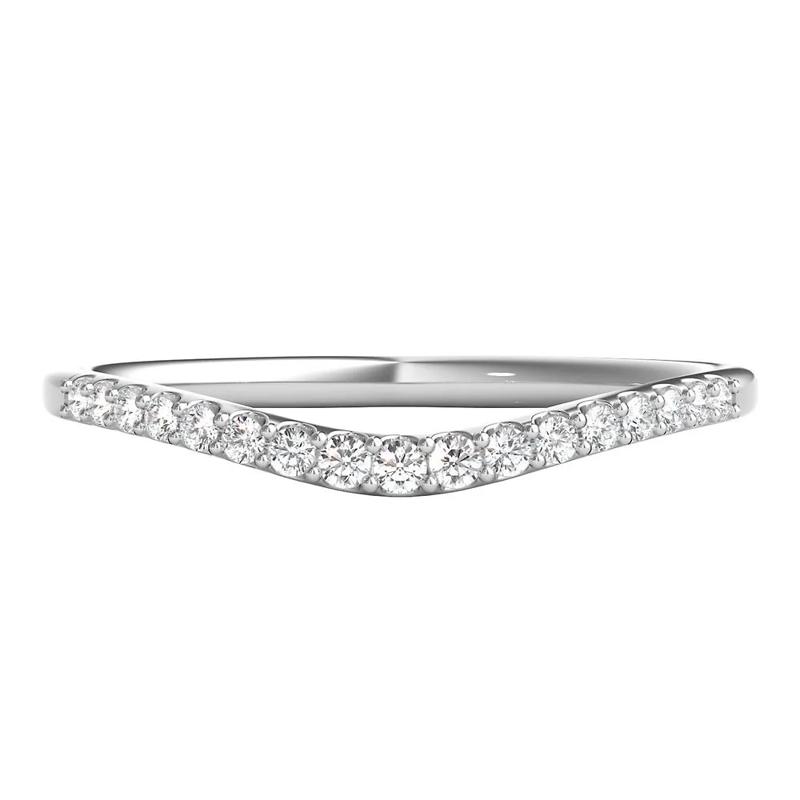 1/7 ct. tw. Diamond Contour Band in 14K White Gold – Image 1 of 3