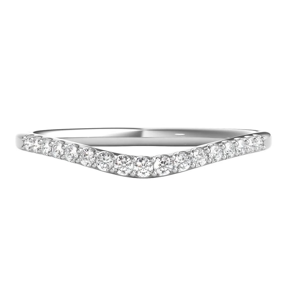 1/7 ct. tw. Diamond Contour Band in 14K White Gold – Image 1 of 3