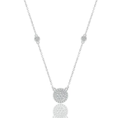 Diamond Cluster Halo Stationary Pendant in Sterling Silver (1/5 ct. tw.)
