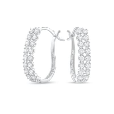 Diamond Double Row Hoop Earrings in 10K White Gold (1/2 ct. tw.)