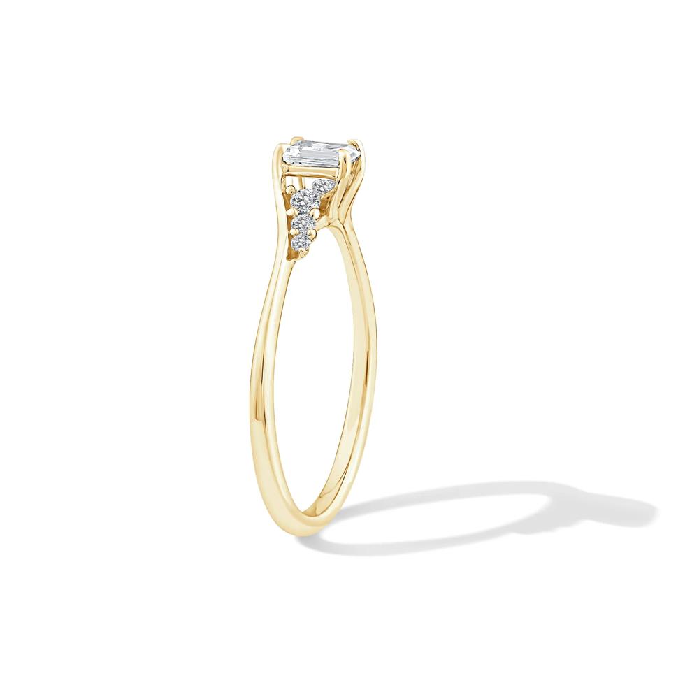 Lab Grown Diamond Emerald Center Promise Ring in 10K Yellow Gold (3/8 ct. tw.) – Image 3 of 4