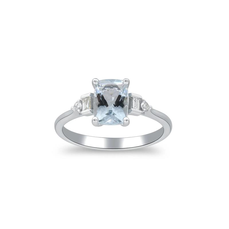 Aquamarine and Diamond Ring in 10K White Gold &#40;1/7 ct. tw.&#41; – Image 4 of 5