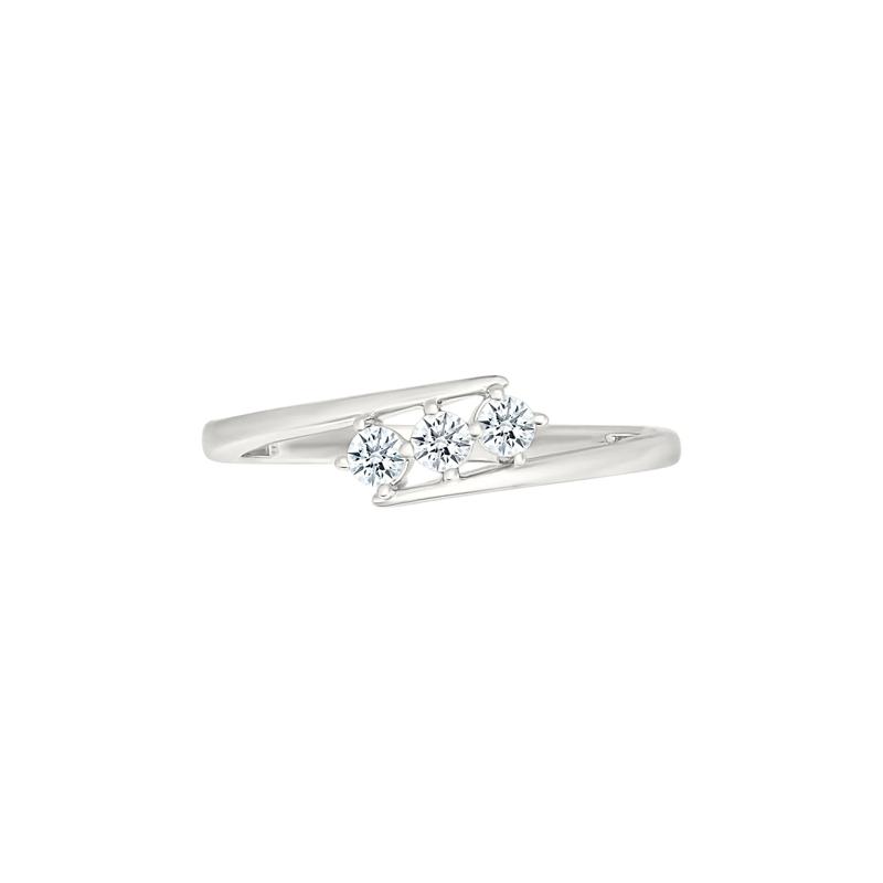 Diamond Three-Stone Bypass Ring in 10K White Gold (1/5 ct. tw.) – Image 4 of 4