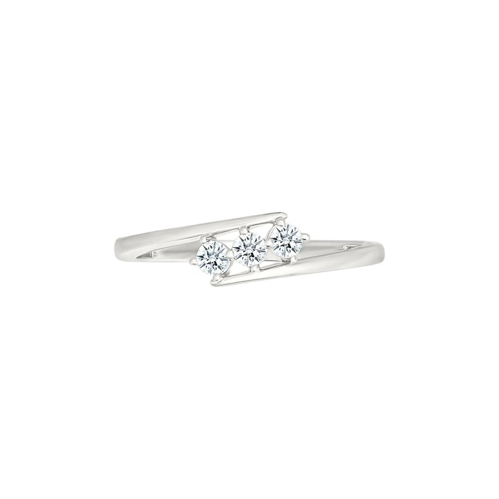 Diamond Three-Stone Bypass Ring in 10K White Gold (1/5 ct. tw.) – Image 4 of 4