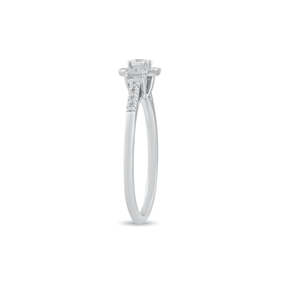 Diamond Princess-Cut Center Halo Promise Ring in 10K White Gold (1/4 ct. tw.) – Image 3 of 4