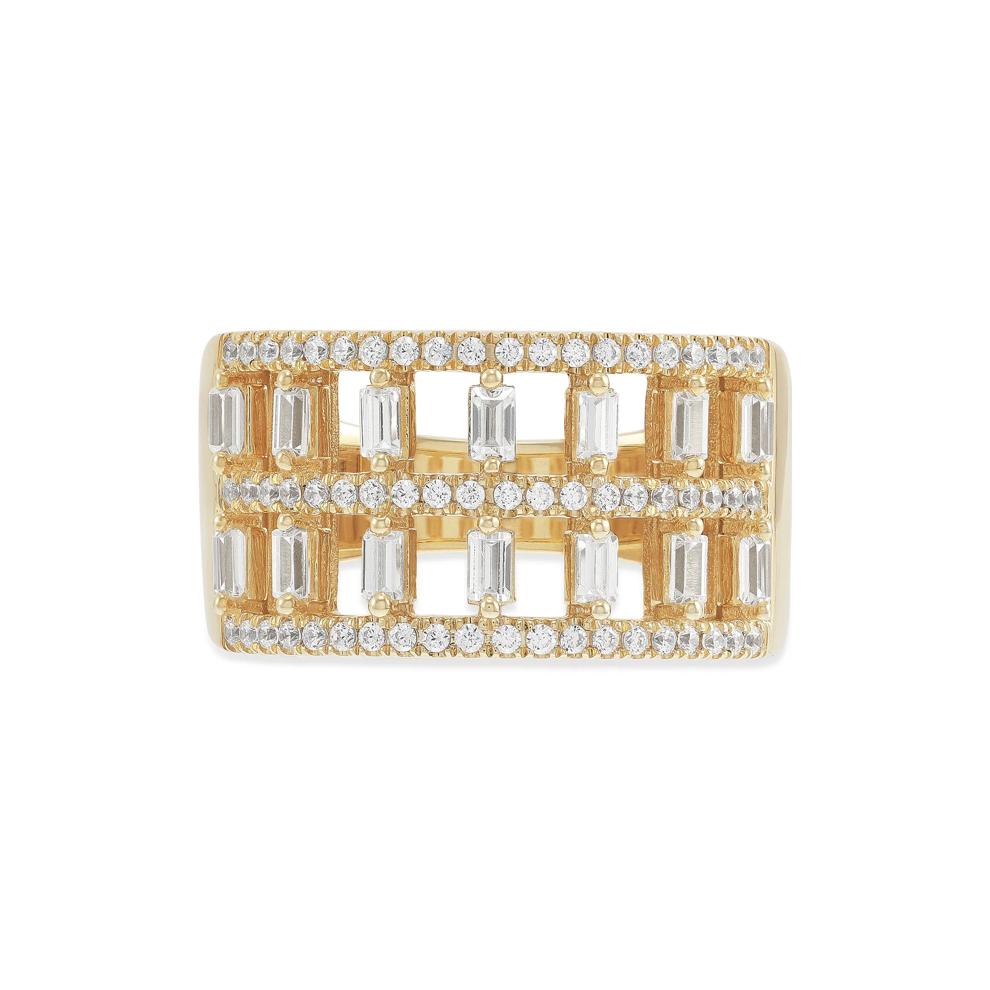 Lab Grown Diamond Open Double Row Band in 14K Yellow Gold (1 ct. tw.) – Image 1 of 4