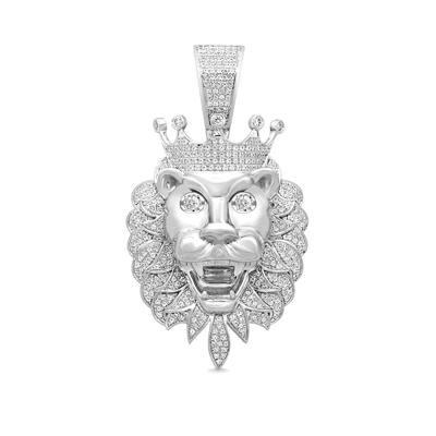 Lion Head Charm with Diamonds in Sterling Silver (1 ct. tw.)