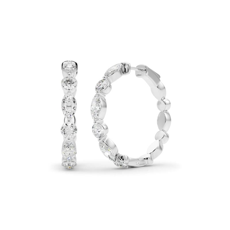 Lab Grown Diamond Hoop Earrings in 14K White Gold &#40;5 ct. tw.&#41; – Image 1 of 1