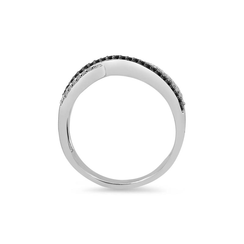 Black and White Crossover Band in Sterling Silver &#40;1/3 ct. tw.&#41; – Image 2 of 5