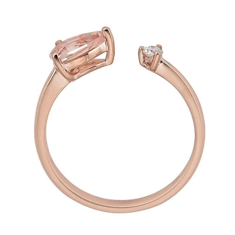 Morganite &amp; Diamond Open Ring in 10K Rose Gold – Image 2 of 3