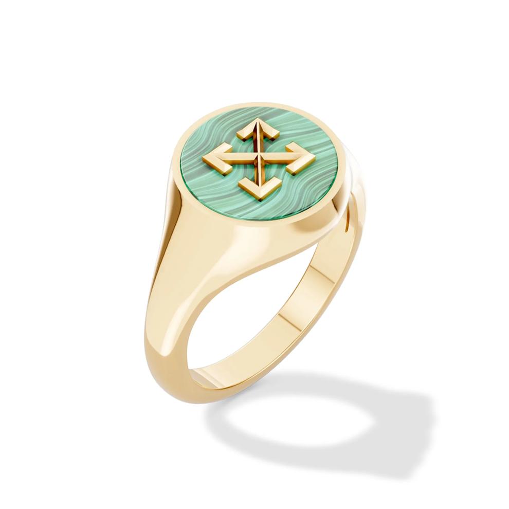 Men's Malachite Arrow Design Ring in 18K Gold Vermeil – Image 4 of 4