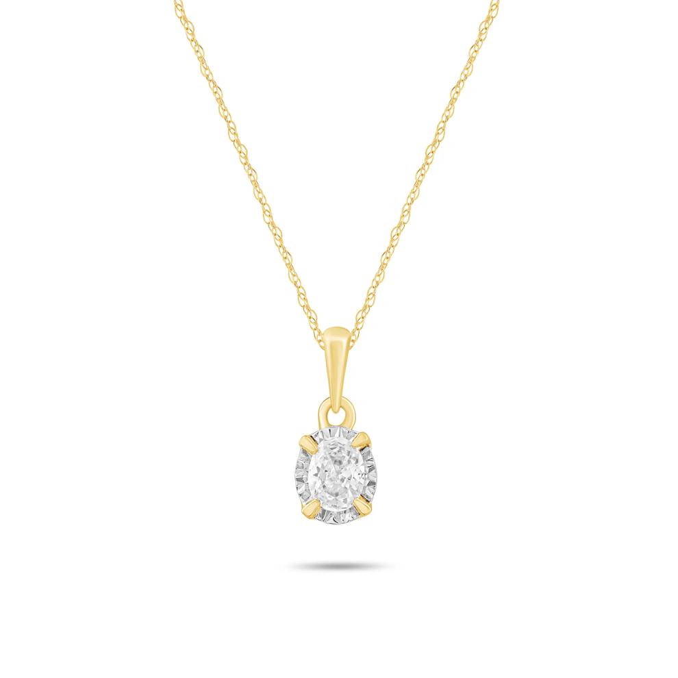 Lab Grown Diamond Oval Illusion Pendant Necklace in 10K Yellow &amp; White Gold (1/5 ct. tw.) – Image 1 of 4
