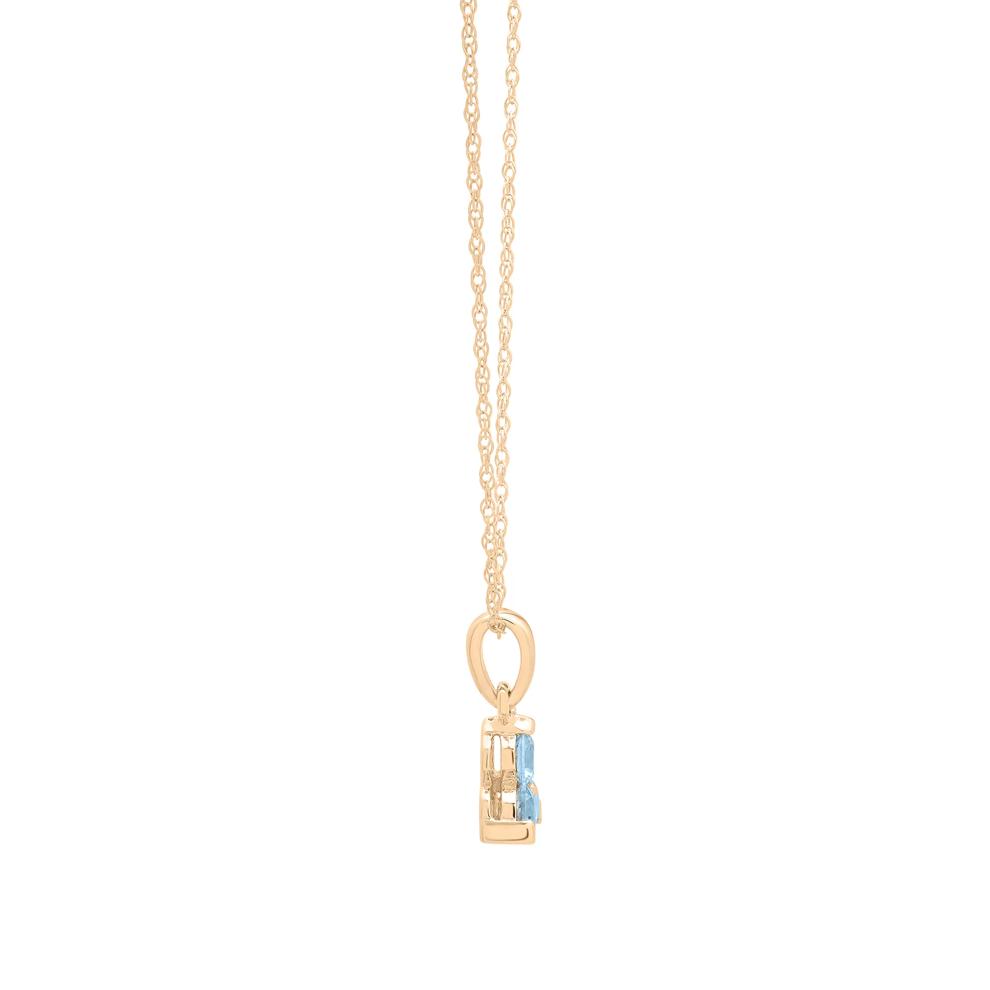 Lab-Created Aquamarine Three-Stone Triangle Birthstone Pendant in 10K Yellow Gold – Image 2 of 4