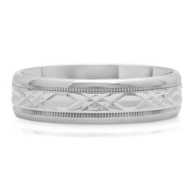 Men's X-Pattern Band in Sterling Silver, 6MM