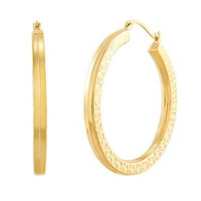Polished Square Tube Hoop Earrings in 10K Yellow Gold, 30MM