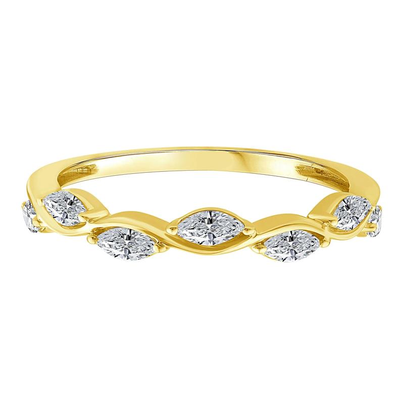 Lab Grown Diamond Marquise Stack Band in 10K Yellow Gold (1/2 ct. tw.) – Image 1 of 3