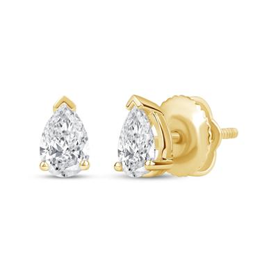Lab Grown Diamond Pear-Shaped Solitaire Stud Earrings in 14K Yellow Gold (1/2 ct. tw.)