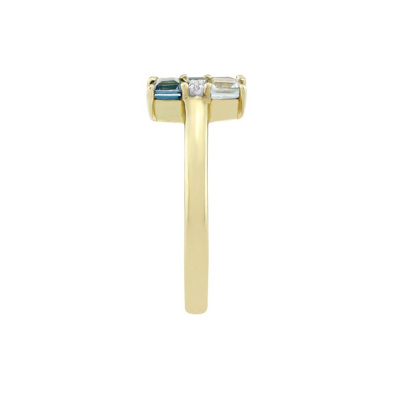 Blue Topaz, London Blue Topaz and Diamond Accent Ring in 10K Yellow Gold – Image 3 of 3