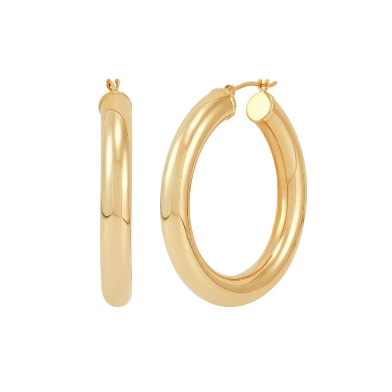 Polished Hoop Earrings in 14K Yellow Gold, 35MM – Image 1 of 1