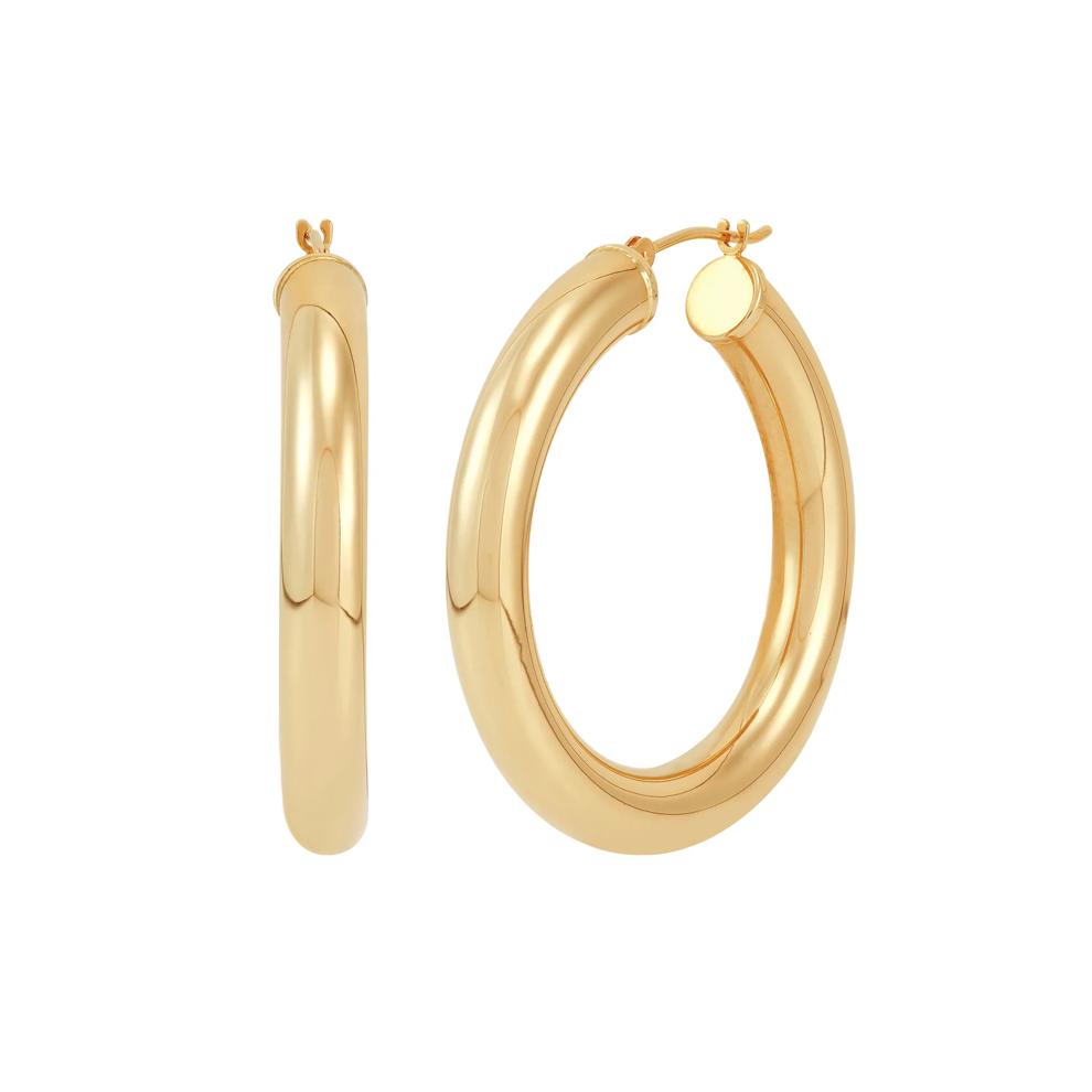 Polished Hoop Earrings in 14K Yellow Gold, 35MM – Image 1 of 1