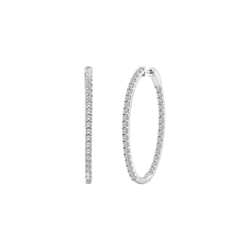 Lab Grown Diamond Hoop Earrings in 10K White Gold &#40;3 ct. tw.&#41; – Image 1 of 3