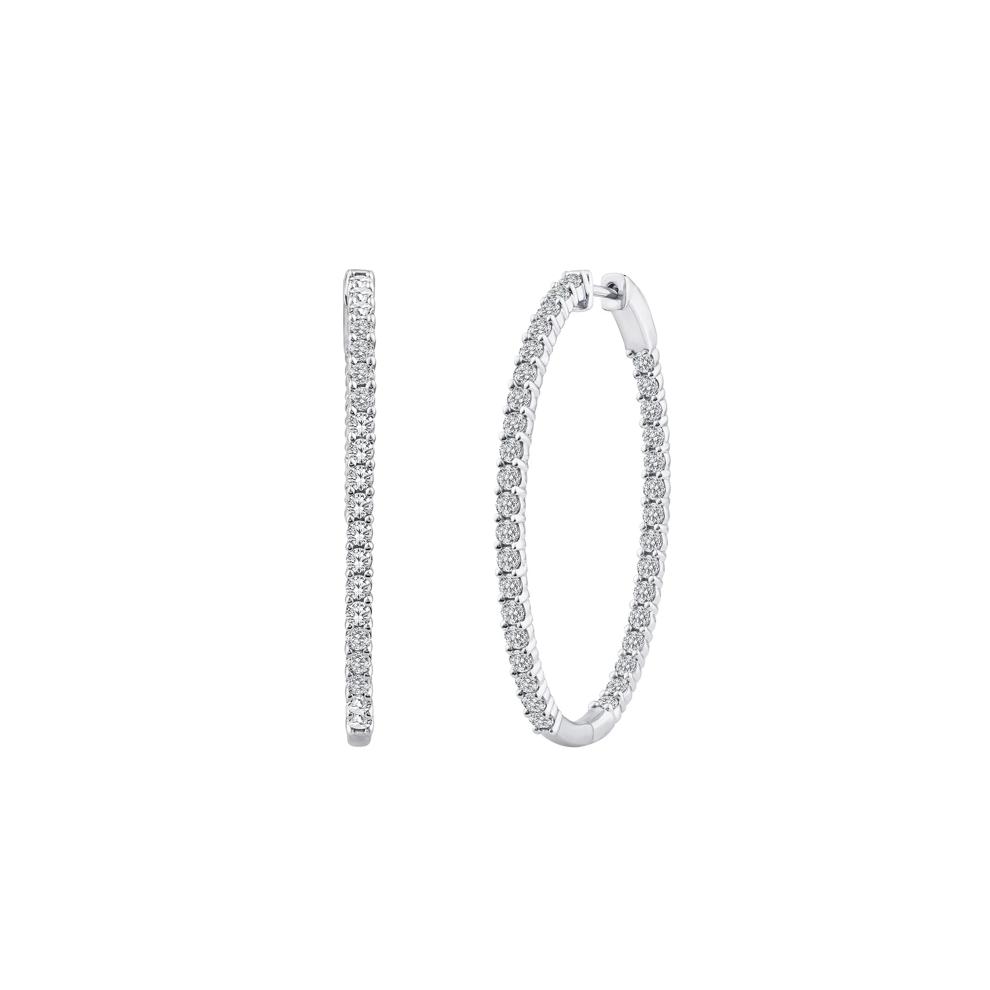 Lab Grown Diamond Hoop Earrings in 10K White Gold (3 ct. tw.) – Image 1 of 3