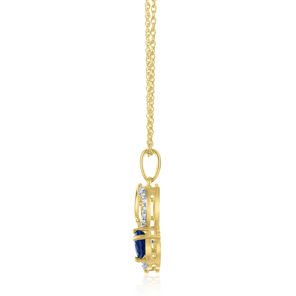Lab-Created Blue Sapphire and Diamond Accent Elephant Pendant in 10K Yellow Gold – Image 2 of 3