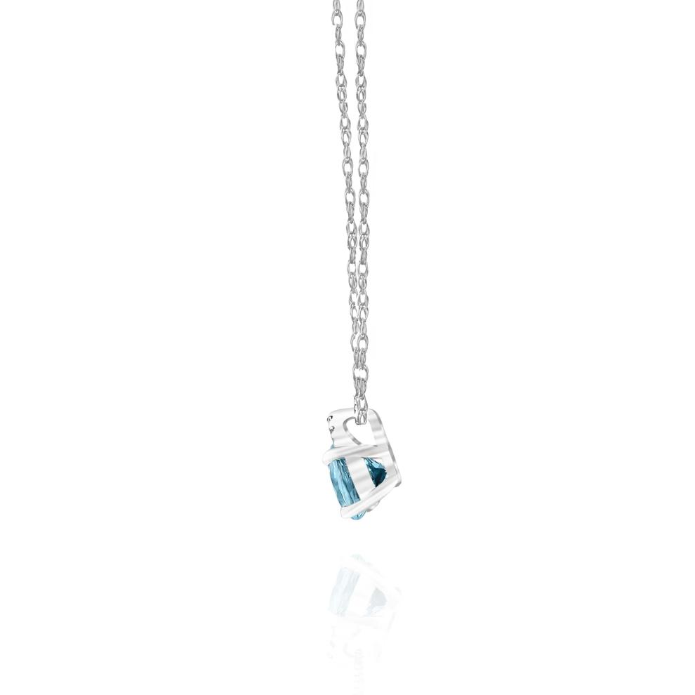 Aquamarine &amp; Diamond Accent Pendant Necklace in 10K White Gold – Image 2 of 3