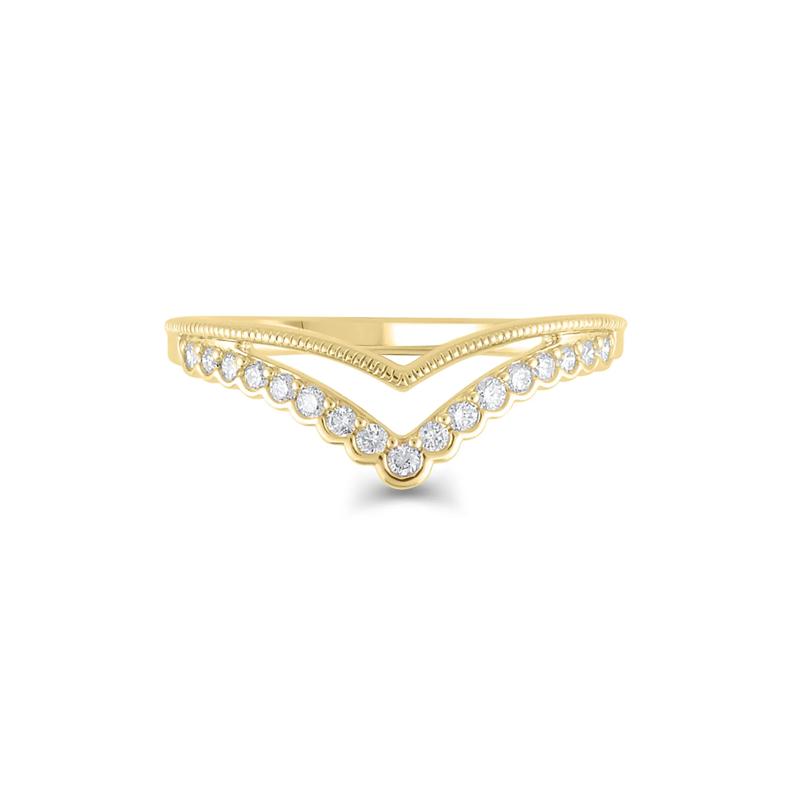 Chevron Wedding Band with Graduating Diamonds in 14K Yellow Gold &#40;1/5 ct. tw.&#41; – Image 1 of 3