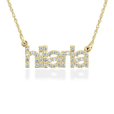 personalized diamond nameplate necklace (6-8 letters)