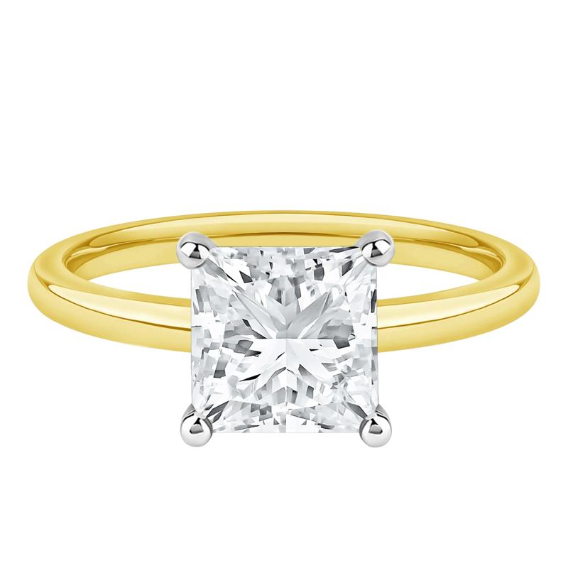 Diamond Princess Cut Solitaire Engagement Ring in 14K Yellow Gold (2 ct.) – Image 1 of 5