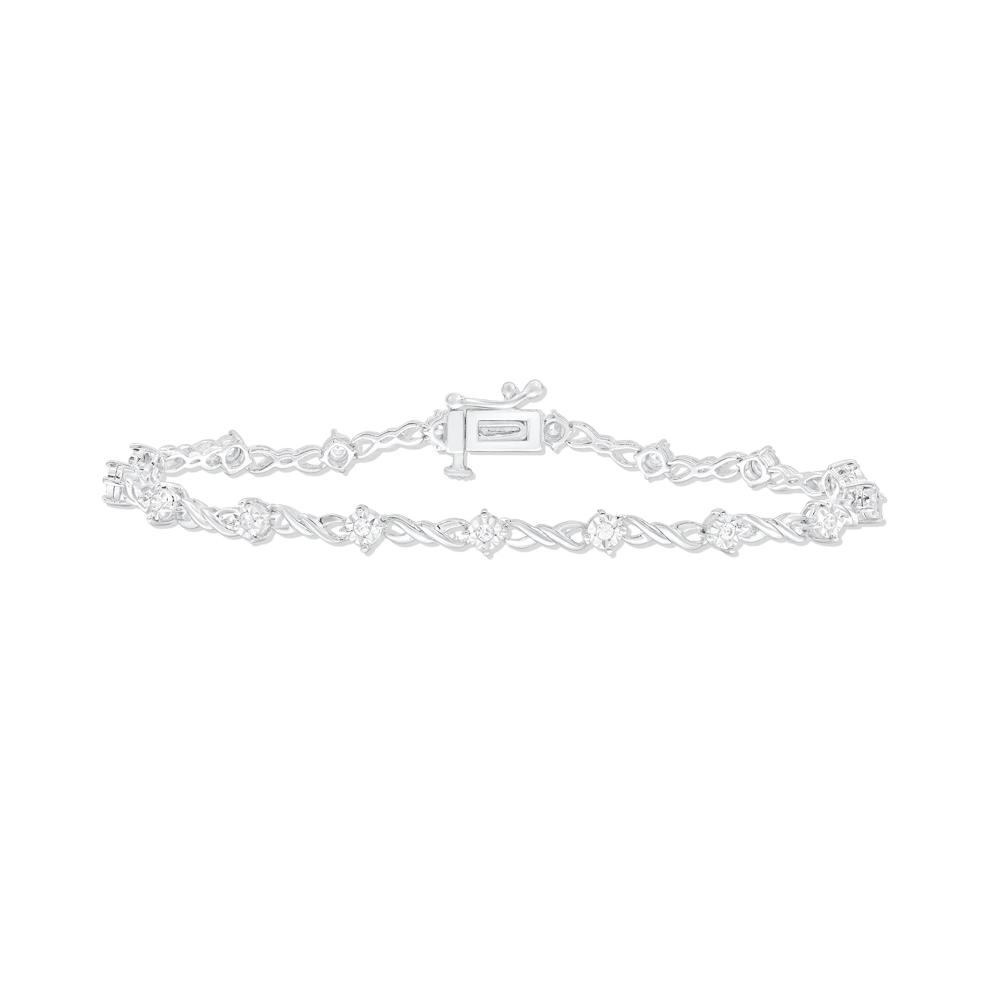 Diamond Infinity Bracelet in Sterling Silver (1/4 ct. tw.) – Image 1 of 2