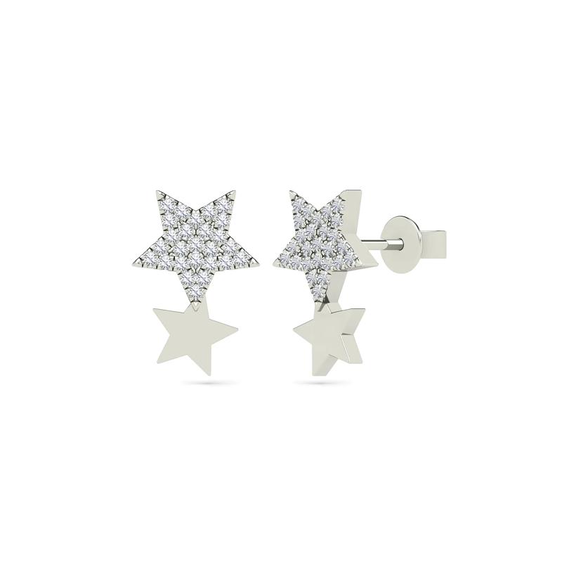 Diamond Star Earrings in 14K White Gold &#40;1/8 ct. tw.&#41; – Image 1 of 1