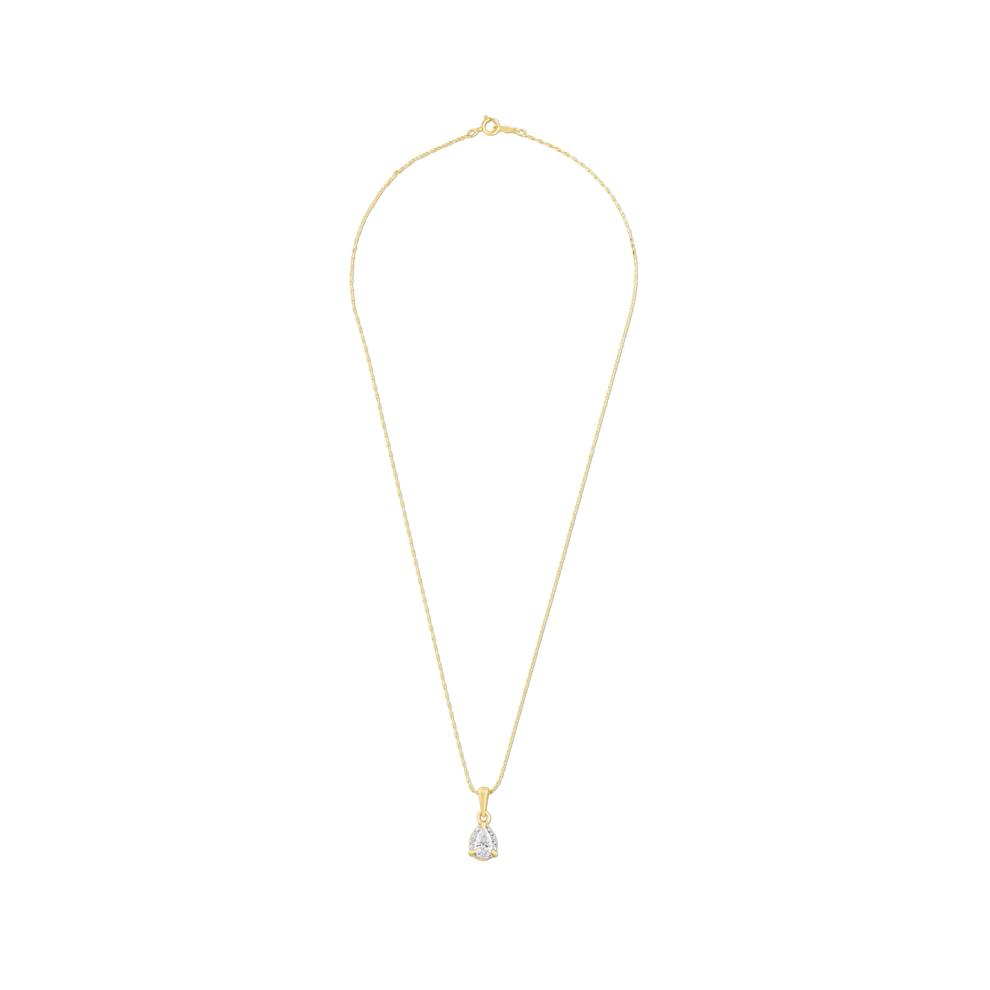 Lab Grown Diamond Pear-Shaped Illusion Pendant Necklace in 10K Yellow &amp; White Gold (1/5 ct. tw.) – Image 3 of 4