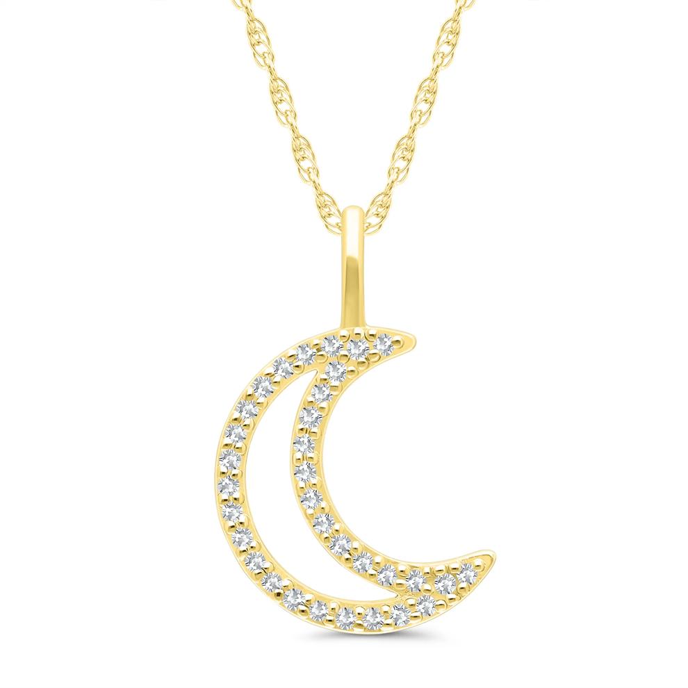Diamond Moon Pendant Necklace in 10K Yellow Gold (1/10 ct. tw.) – Image 1 of 3