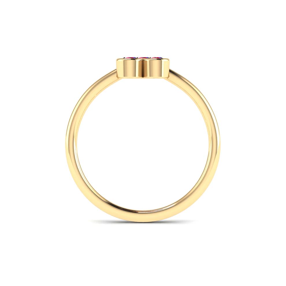 Ruby Three-Stone Pyramid Ring in 14K Yellow Gold – Image 2 of 4