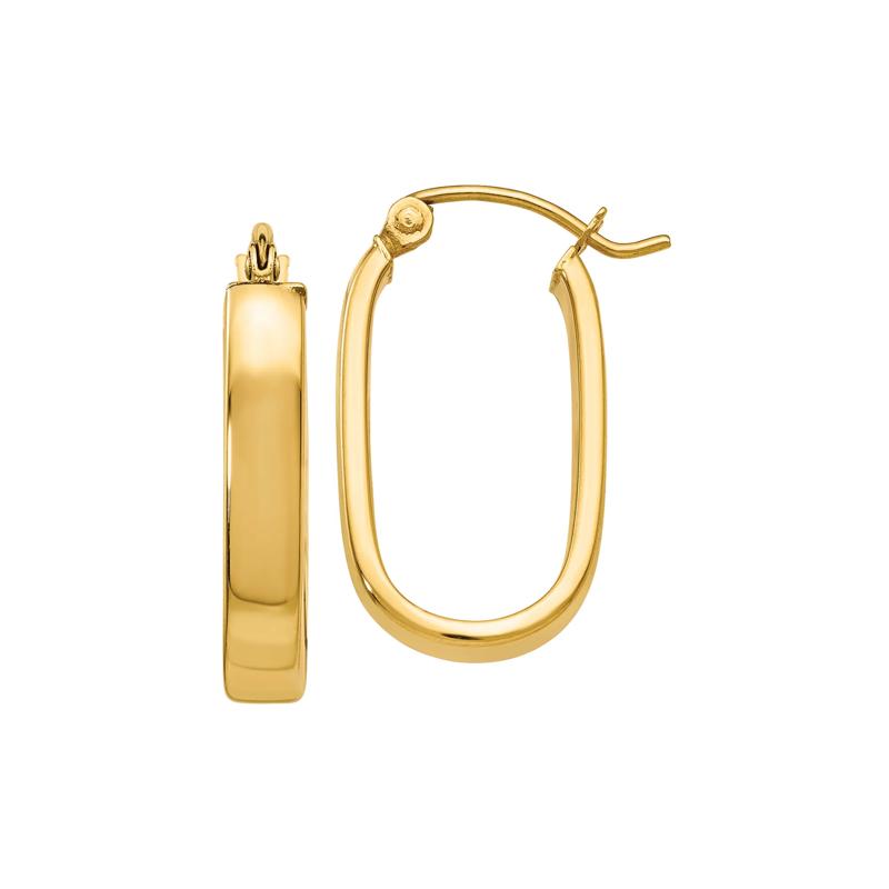 Polished Oval Hoop Earrings in 14K Yellow Gold – Image 1 of 1