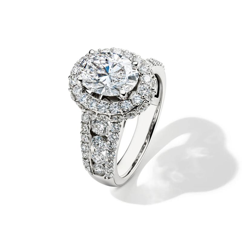 lab grown diamond oval engagement ring in 14k white gold &#40;4 ct. tw.&#41; – Image 4 of 5