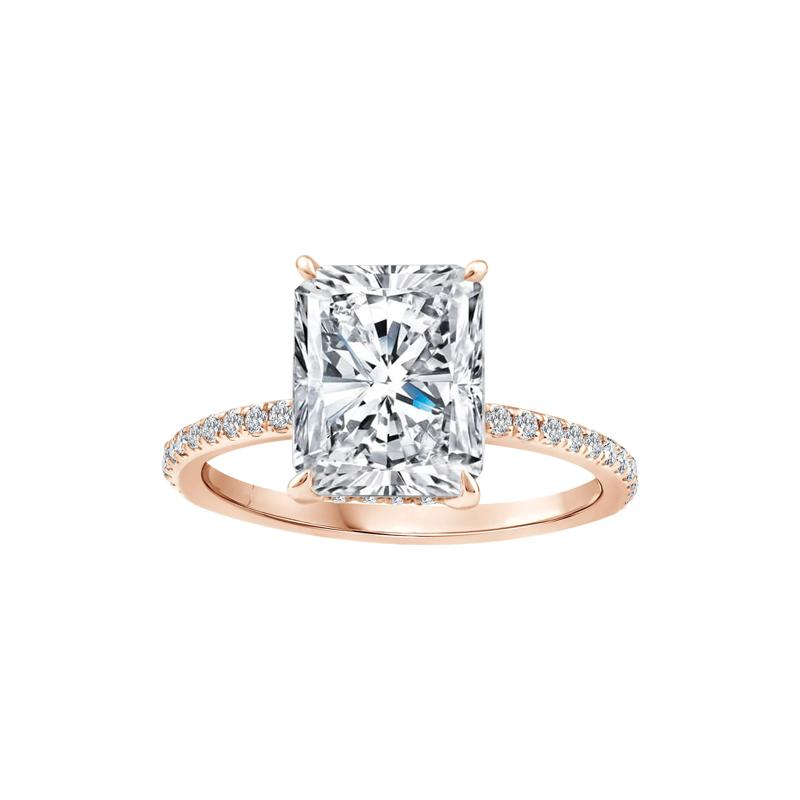 Lab Grown Diamond Radiant-Cut Engagement Ring in 14K Rose Gold &#40;3 1/4 ct. tw.&#41; – Image 1 of 3