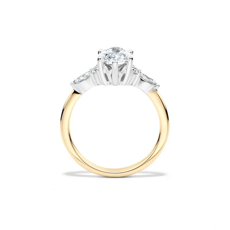 Lab Grown Diamond Marquise-Cut Engagement Ring in 14K Yellow and White Gold &#40;2 1/4 ct. tw.&#41; – Image 2 of 4