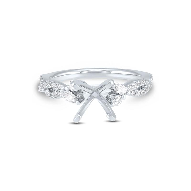 Lab Grown Diamond Marquise and Round Semi-Mount in 14K White Gold &#40;3/8 ct. tw.&#41; &#40;Setting Only&#41; – Image 1 of 6