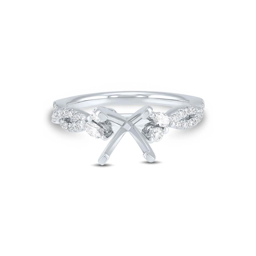 Lab Grown Diamond Marquise and Round Semi-Mount in 14K White Gold (3/8 ct. tw.) (Setting Only) – Image 1 of 6