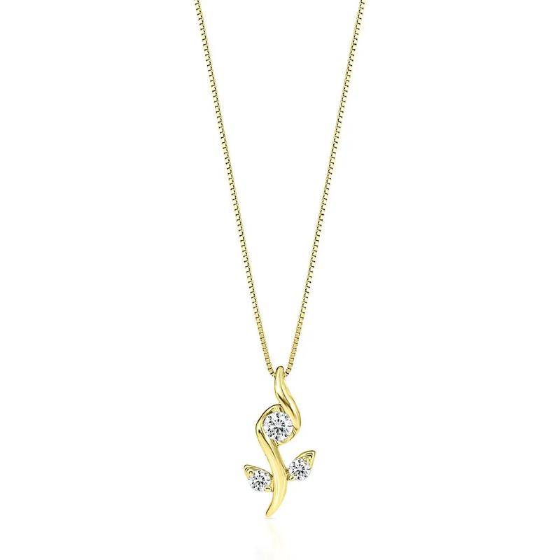 Diamond Rose Pendant in 10K Yellow Gold &#40;1/8 ct. tw.&#41; – Image 1 of 1