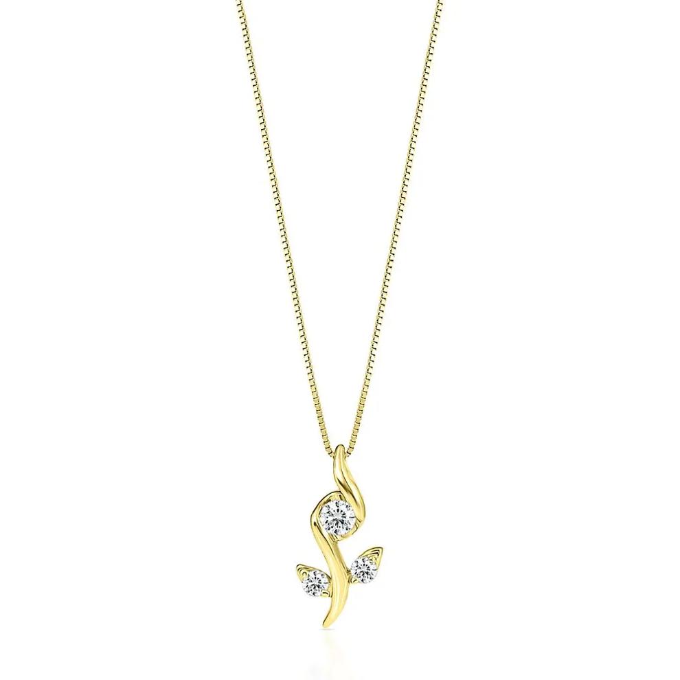 Diamond Rose Pendant in 10K Yellow Gold (1/8 ct. tw.) – Image 1 of 1